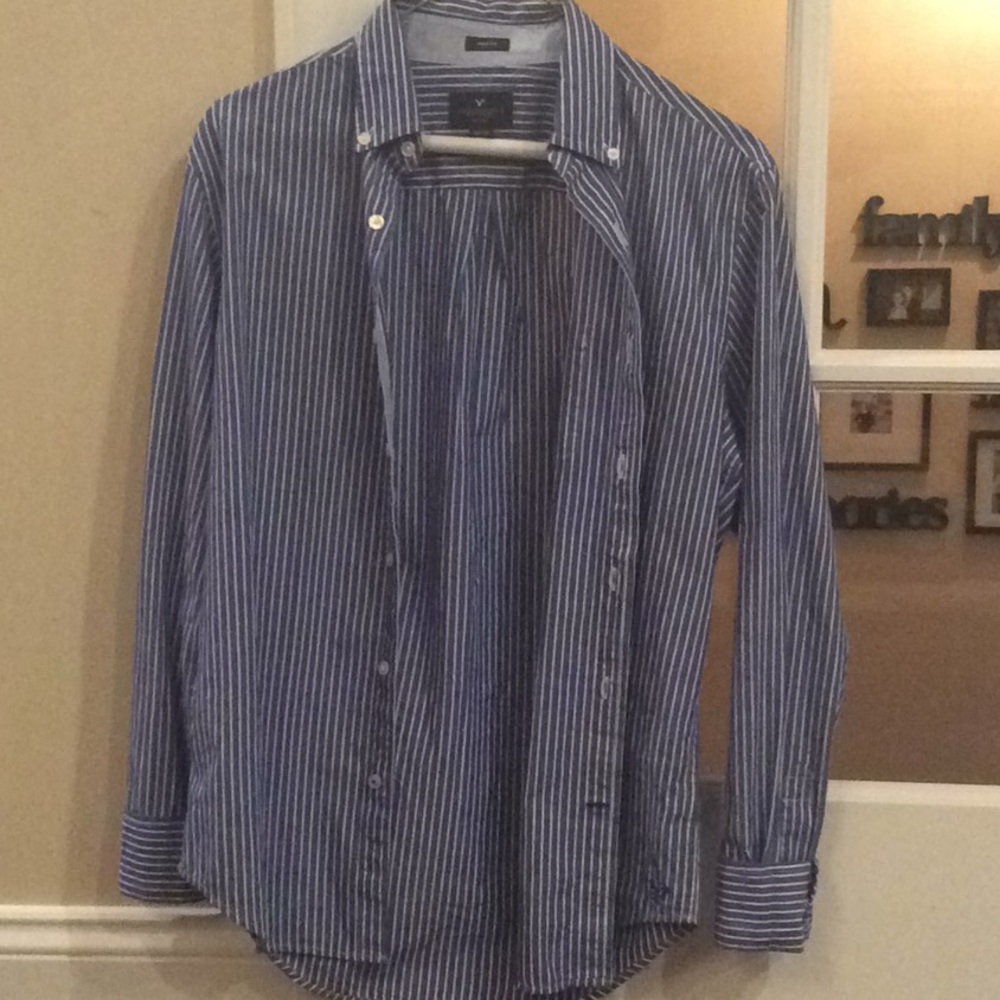 American Eagle striped dress shirt prep fit
